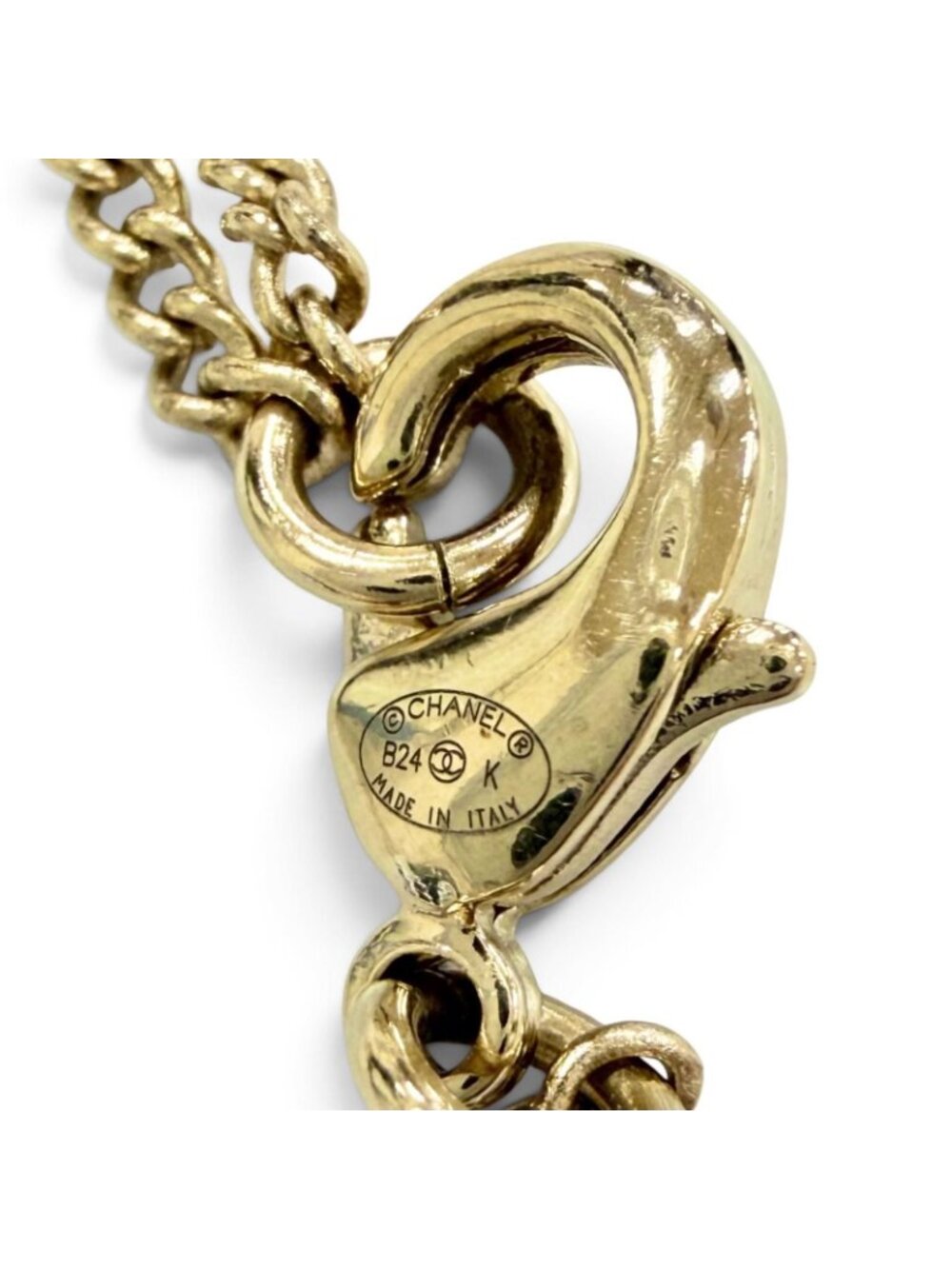 Chanel CC Logo Rhinestone Ribbon Necklace Gold - Picture 10 of 10